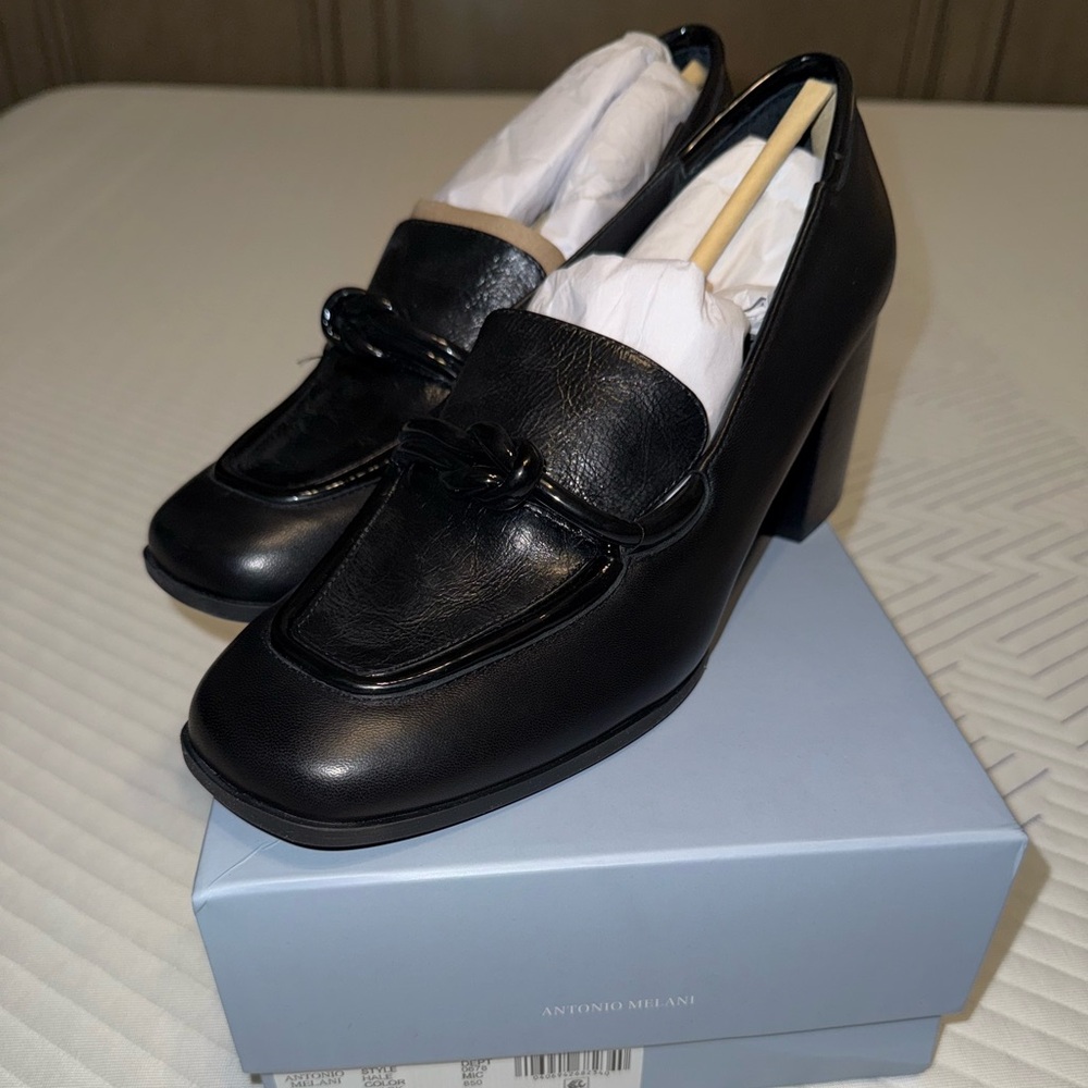 ANTONIO MELANI Black Leather Loafers